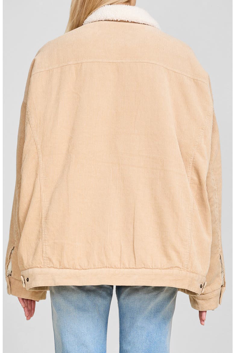 Serena Faux Shearling Trim Corduroy Trucker Jacket, Alternate, color, BEIGE