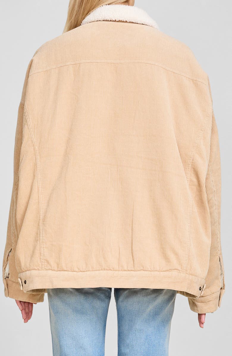 DENIMIST Serena Faux Shearling Trim Corduroy Trucker Jacket, Alternate, color, Beige