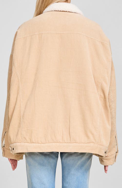 Denimist Serena Faux Shearling Trim Corduroy Trucker Jacket In Neutral