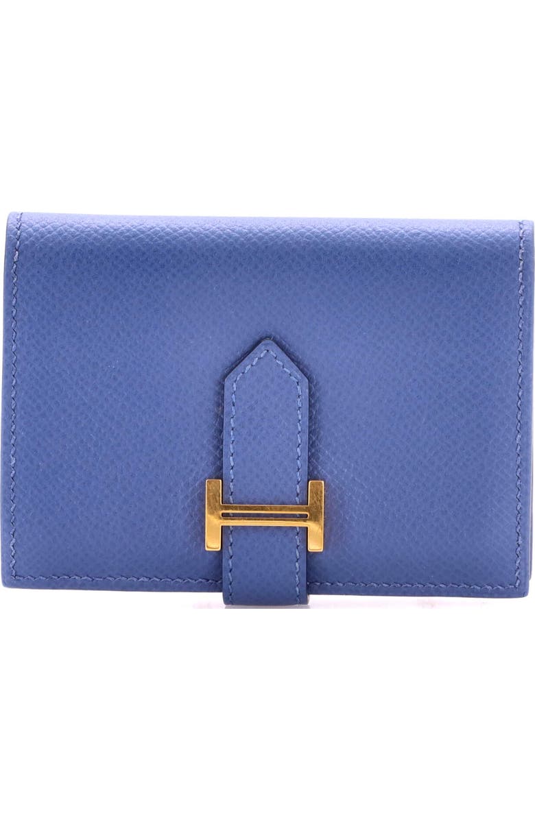 Pre-Owned Hermes Bearn Card Case Epsom, Main, color, Bleu Brighton