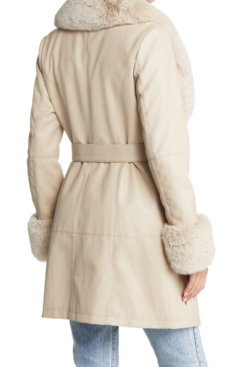 AZALEA WANG Faux Fur Trim Coat, Alternate, color,