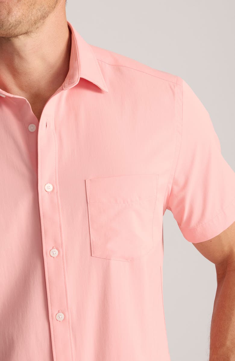 UNTUCKit Gironde Short Sleeve Performance Button-Up Shirt, Alternate, color, Peaches And Cream