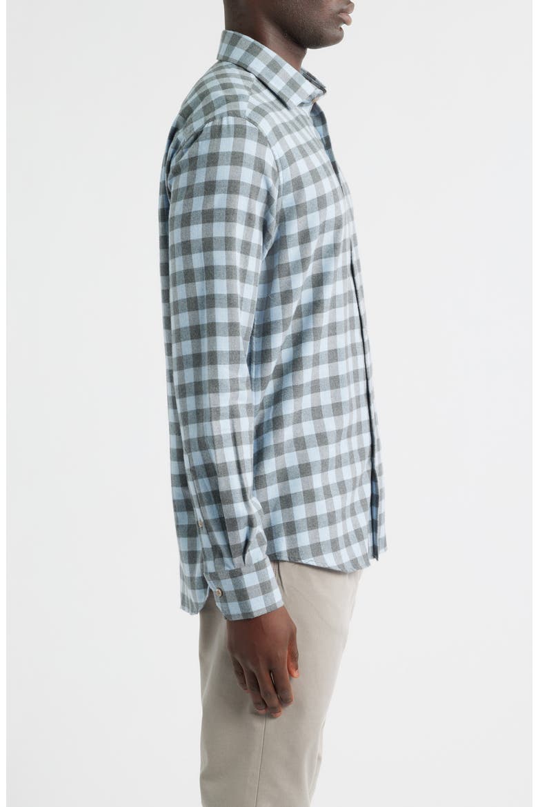 Canclini Regular Fit Check Cotton Mélange Flannel Button-Up Shirt, Alternate, color, SKY