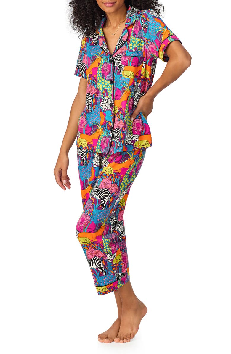BedHead Pajamas Print Stretch Organic Cotton Jersey Crop Pajamas, Alternate, color,