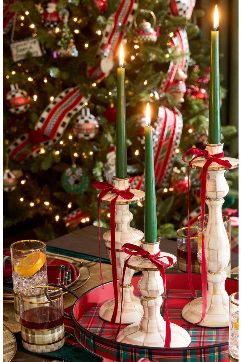 Medium Mocha Check Candlestick Holder, Alternate, color, MOCHA
