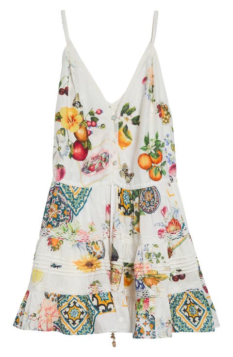 Magic of the Mercado Print Cotton & Silk Sundress