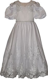 Iris & Ivy Bow Shoulder Ballon Sleeve Communion Dress