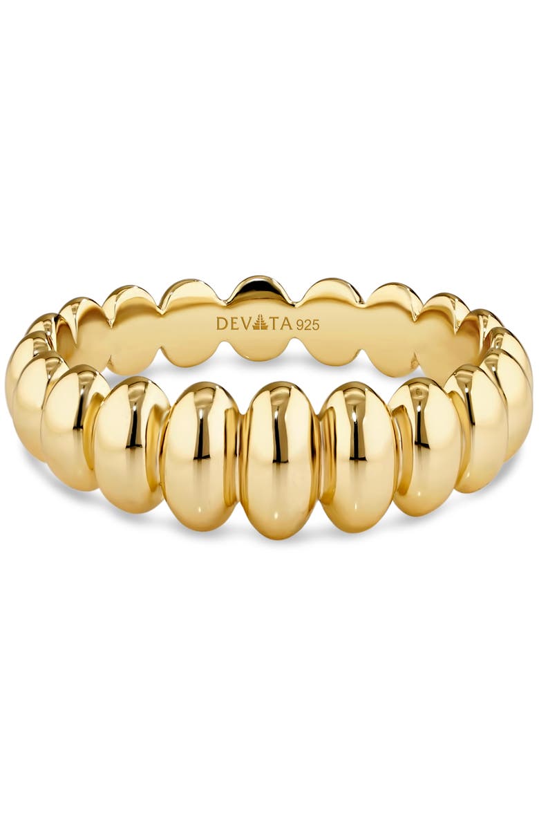DEVATA Puffy Ribbed Ring in Gold Plated Sterling Silver, Main, color, Yellow Gold