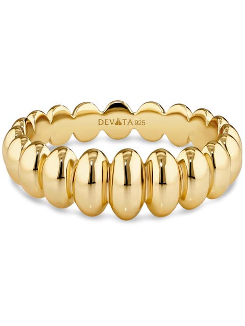 Puffy Ribbed Ring in Gold Plated Sterling Silver