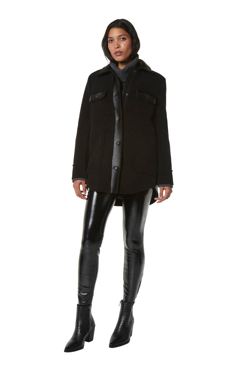 Andrew Marc Faux Leather & Faux Shearling Shirt Jacket, Alternate, color,