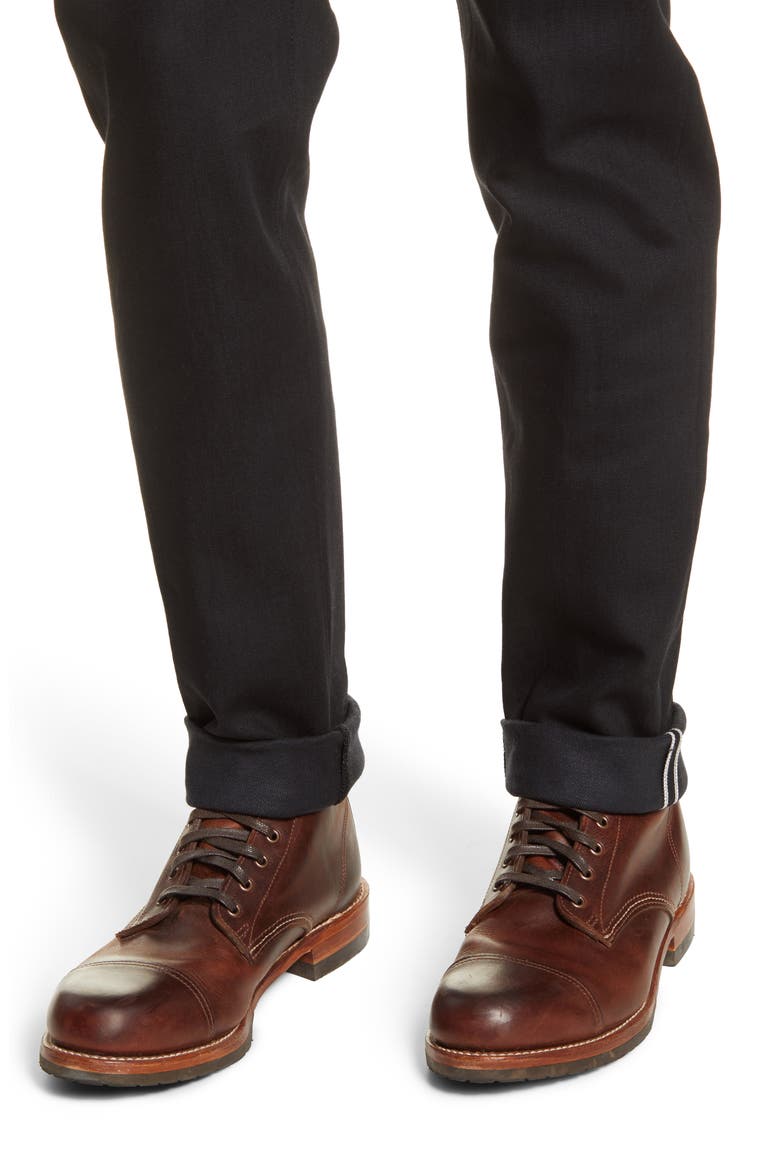 The Pen Slim 10.5-Ounce Stretch Selvedge Jeans, Alternate, color, BLACK RAW