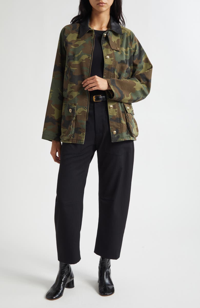Nili Lotan Andrew Stretch Cotton Military Jacket, Alternate, color, Camouflage