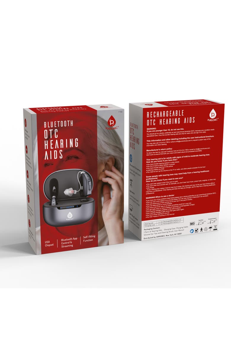 OTC Hearing Aids for Adults with 4 Hearing Modes & 6 Adjustable Volume Levels, Alternate, color, Metallic Silver