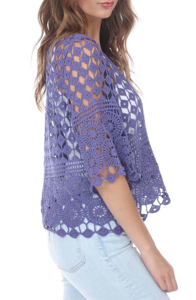 RAIN AND ROSE Crochet Top, Alternate, color, Purple