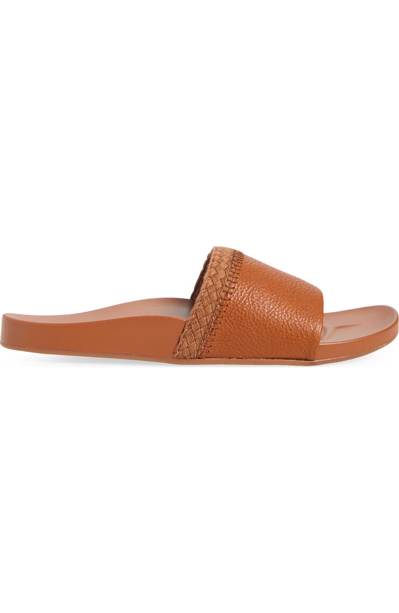 OluKai Pākea Leather Slide Sandal, Alternate, color, Fox / Fox