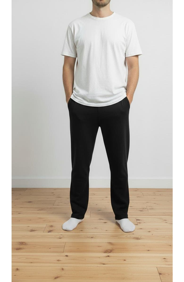 CITY THREADS Men's Soft 100% Cotton Athletic Lounge Pocket Pant, Alternate, color, Black