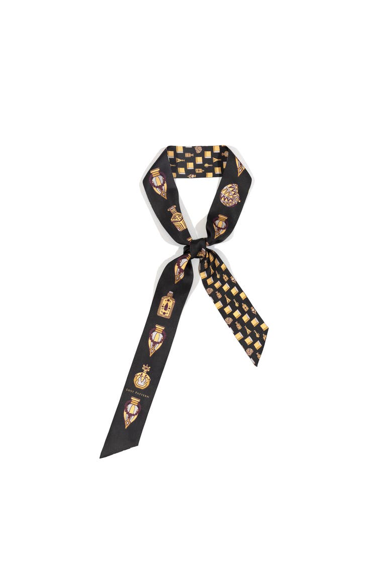 "Amora" Silk Skinny Scarf, Main, color, Gold and Black