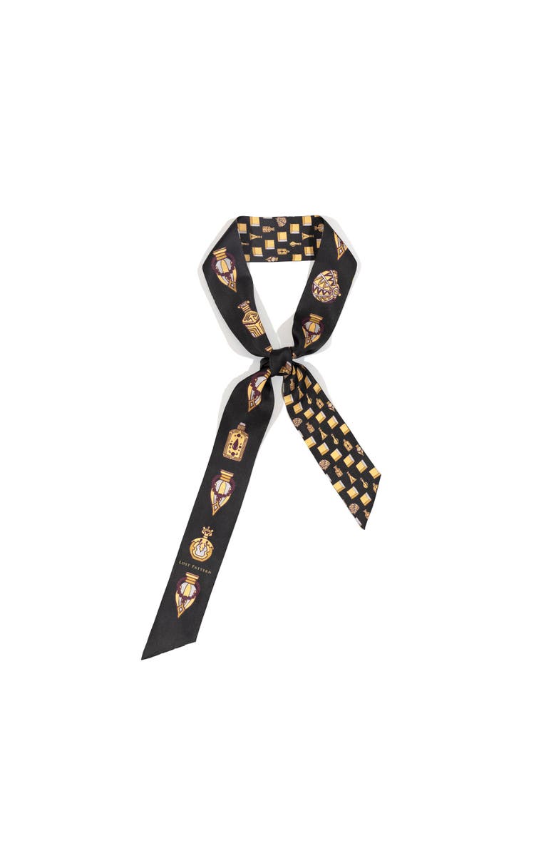 Lost Pattern "Amora" Silk Skinny Scarf, Main, color, Gold And Black