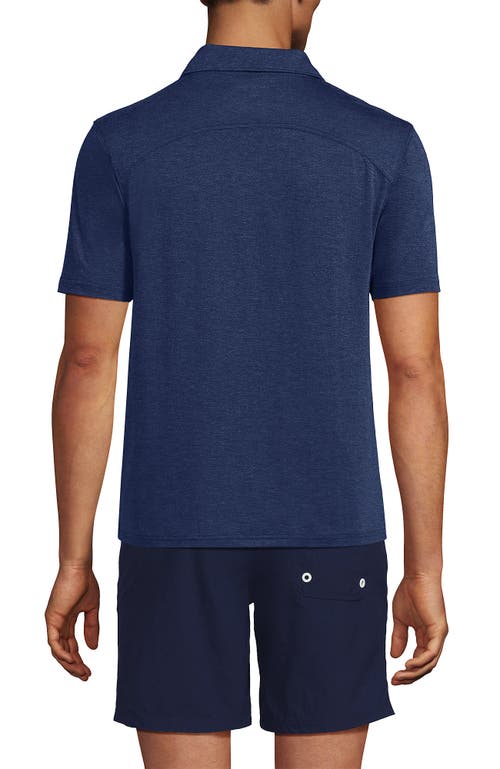 Lands' End Upf 50 Short Sleeve Johnny Collar Polo Rash Guard Shirt
