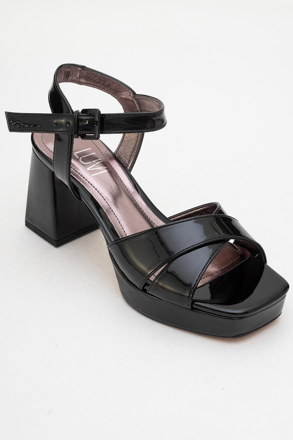 Prologue Shoes Lisbon Platform Block Heel Sandal, Main, color, Black Patent
