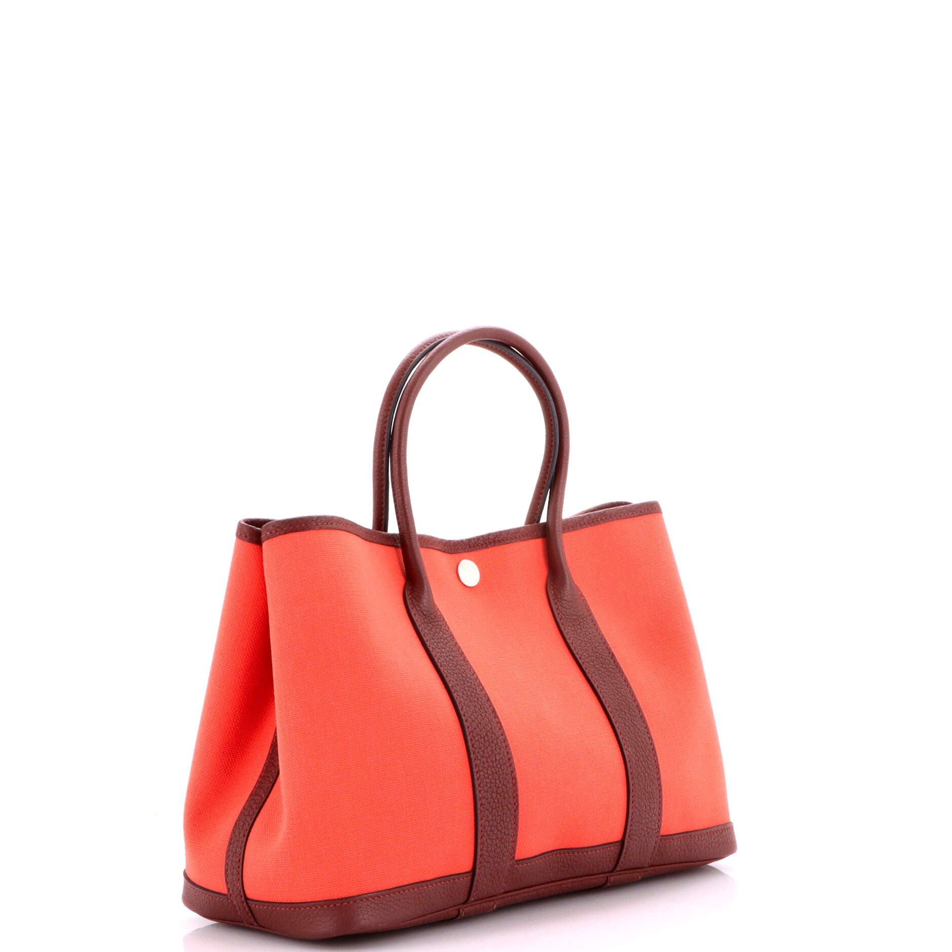 Pre-Owned Hermes Garden Party Tote Toile and Leather 30, Alternate, color, Rose Texas