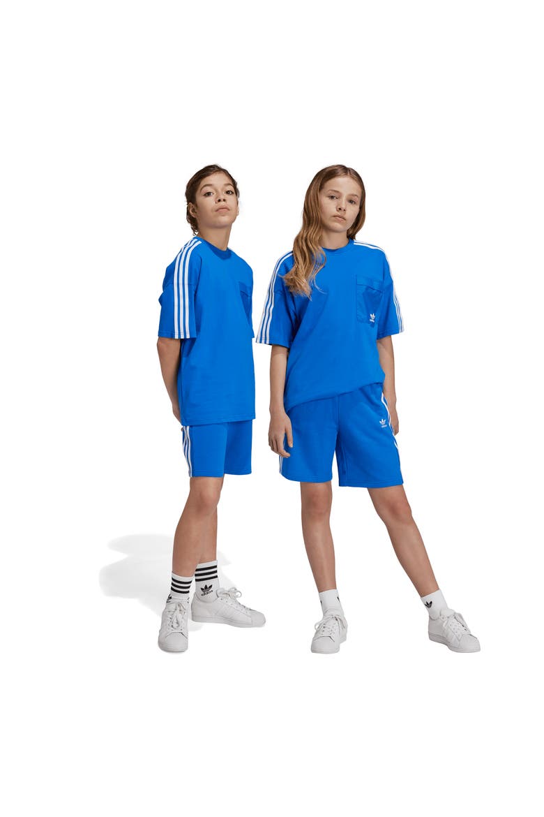 Kids' 3-Stripes Cotton French Terry Shorts, Alternate, color, BLUE