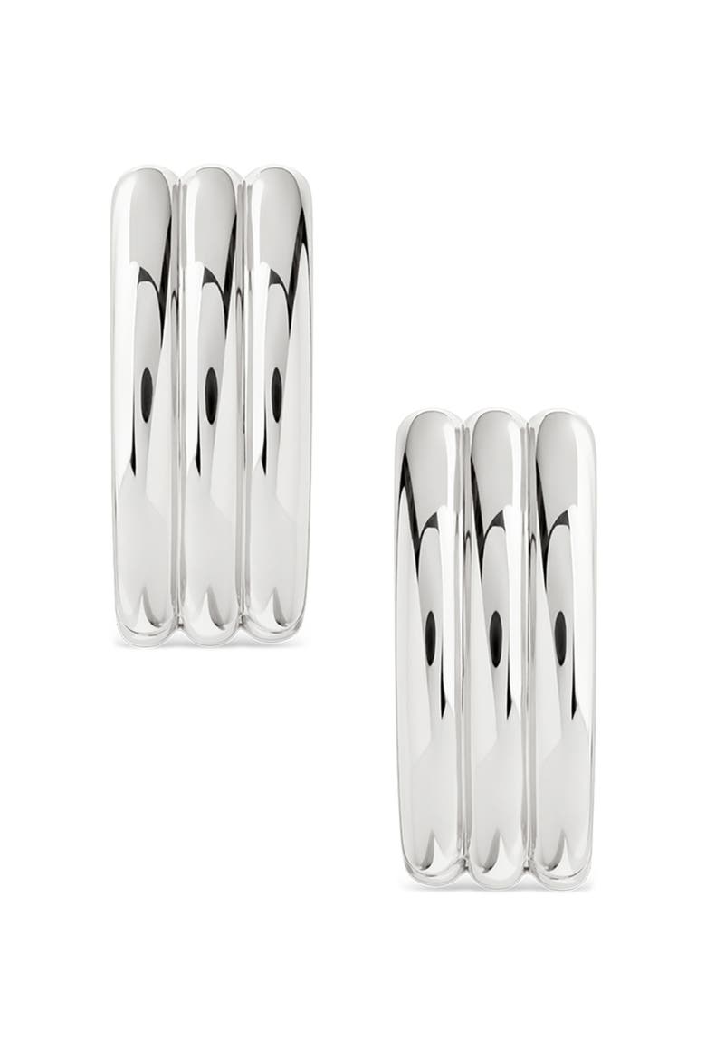 Ribbed Mini Hoop Earrings, Alternate, color, SILVER