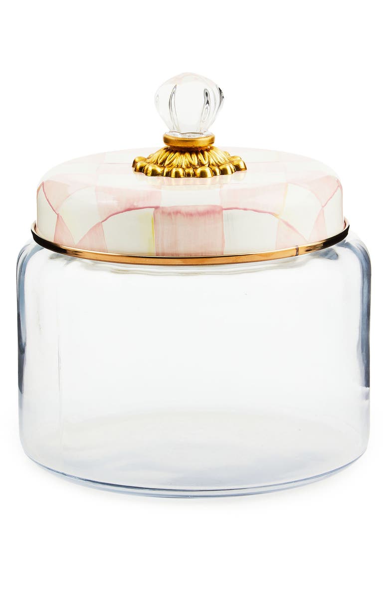 MACKENZIE CHILDS Rosy Check Medium Kitchen Canister, Main, color, Rosy