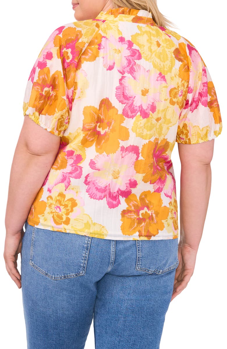 CeCe Ruffle Split Neck Short Sleeve Top, Alternate, color,