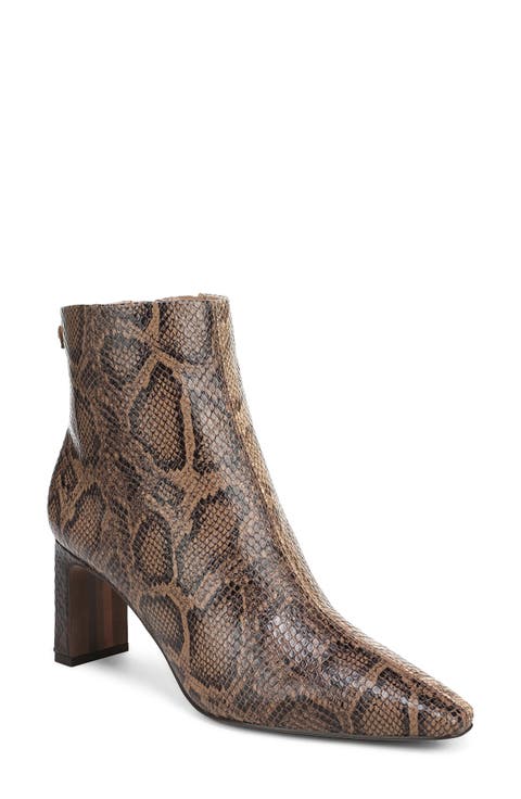 Saige 4 Croc Embossed Leather Bootie