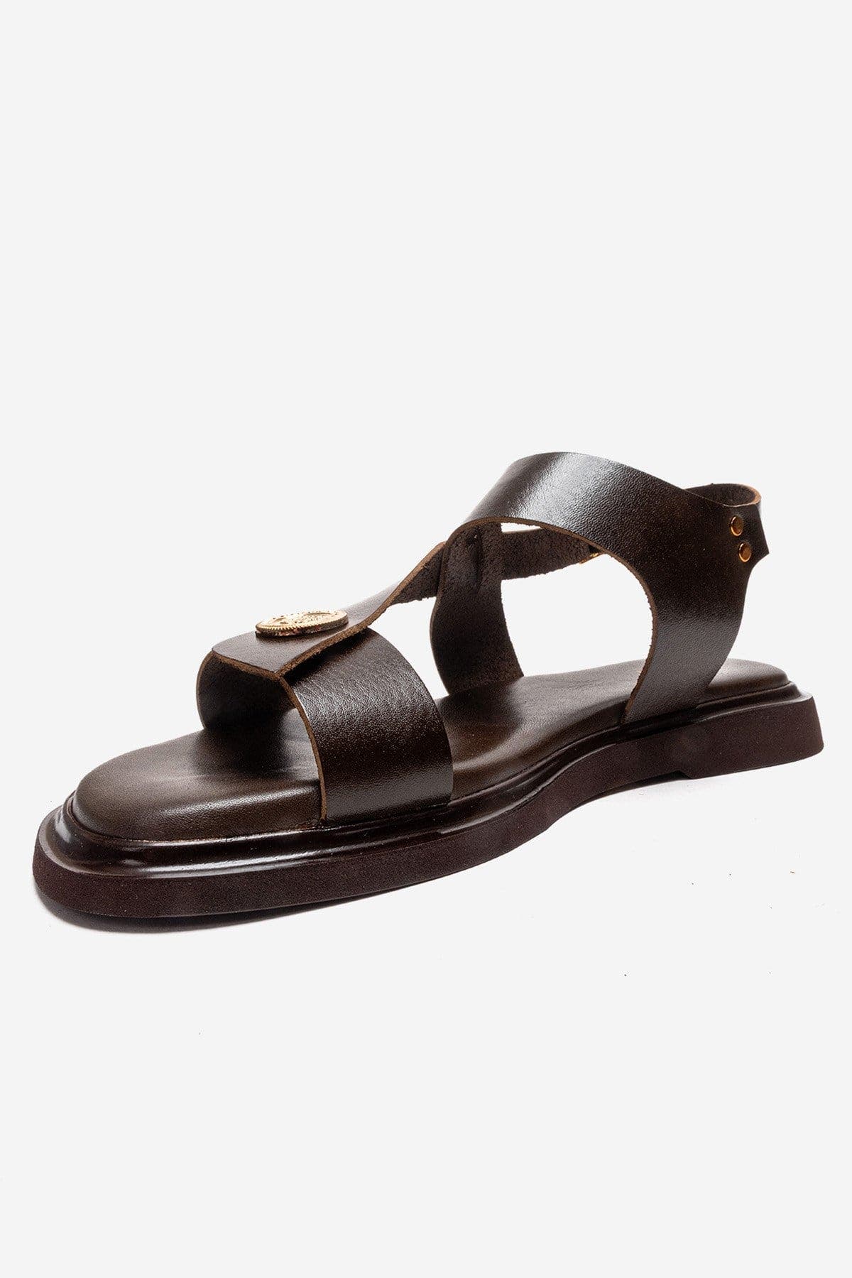 Forever & Always Shoes Quella Leather Buckle Sandal, Alternate, color, Brown