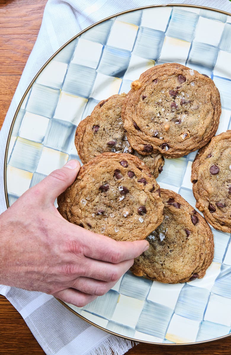 MACKENZIE CHILDS Sterling Check Enamel Serving Platter, Alternate, color, Grey/ White
