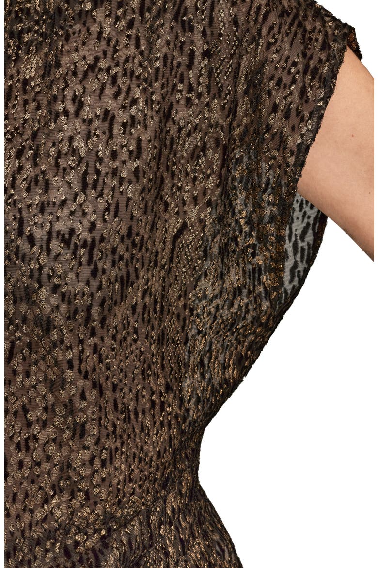 Metallic Cap Sleeve Top, Alternate, color, BLACK/ GOLD