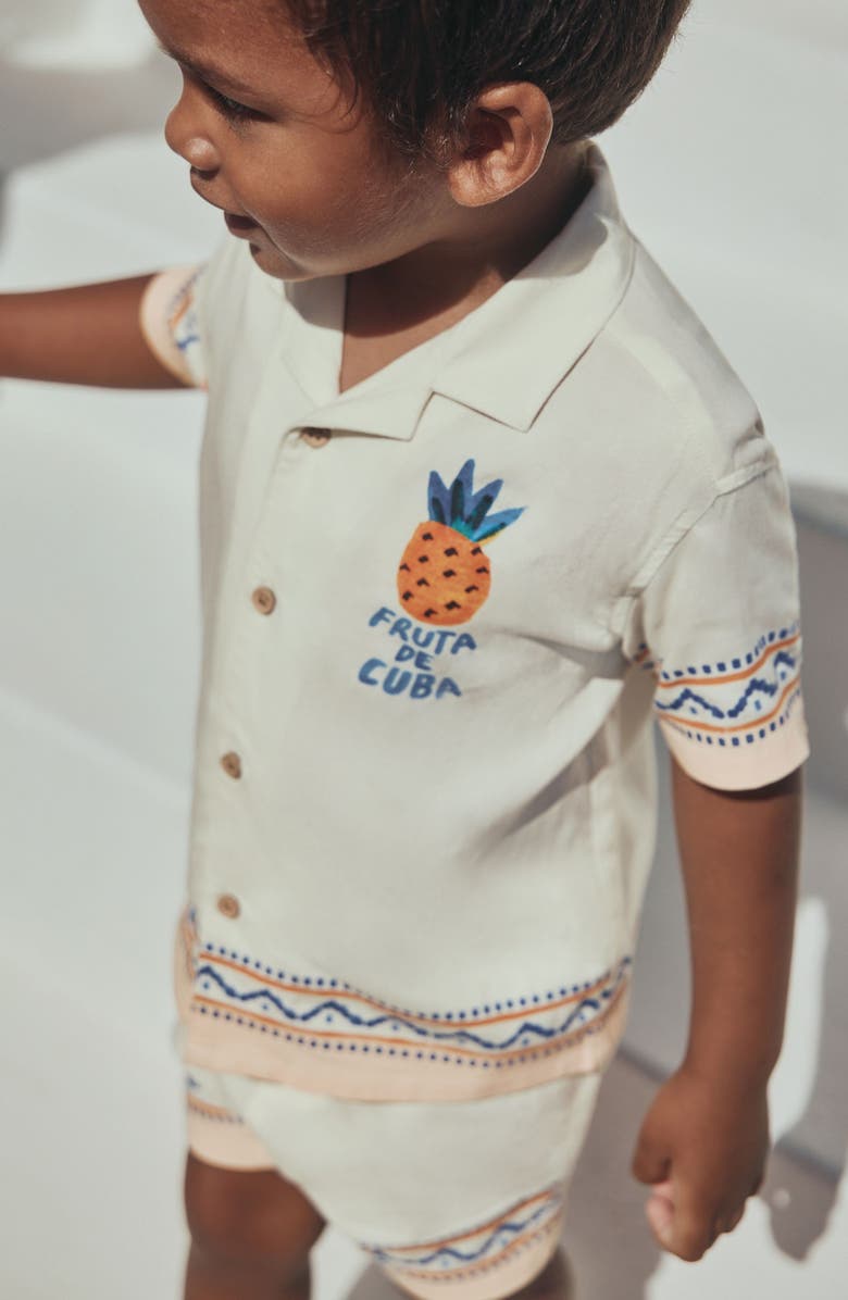 NEXT Kids' Havana Camp Shirt & Shorts Set, Alternate, color, Neutral