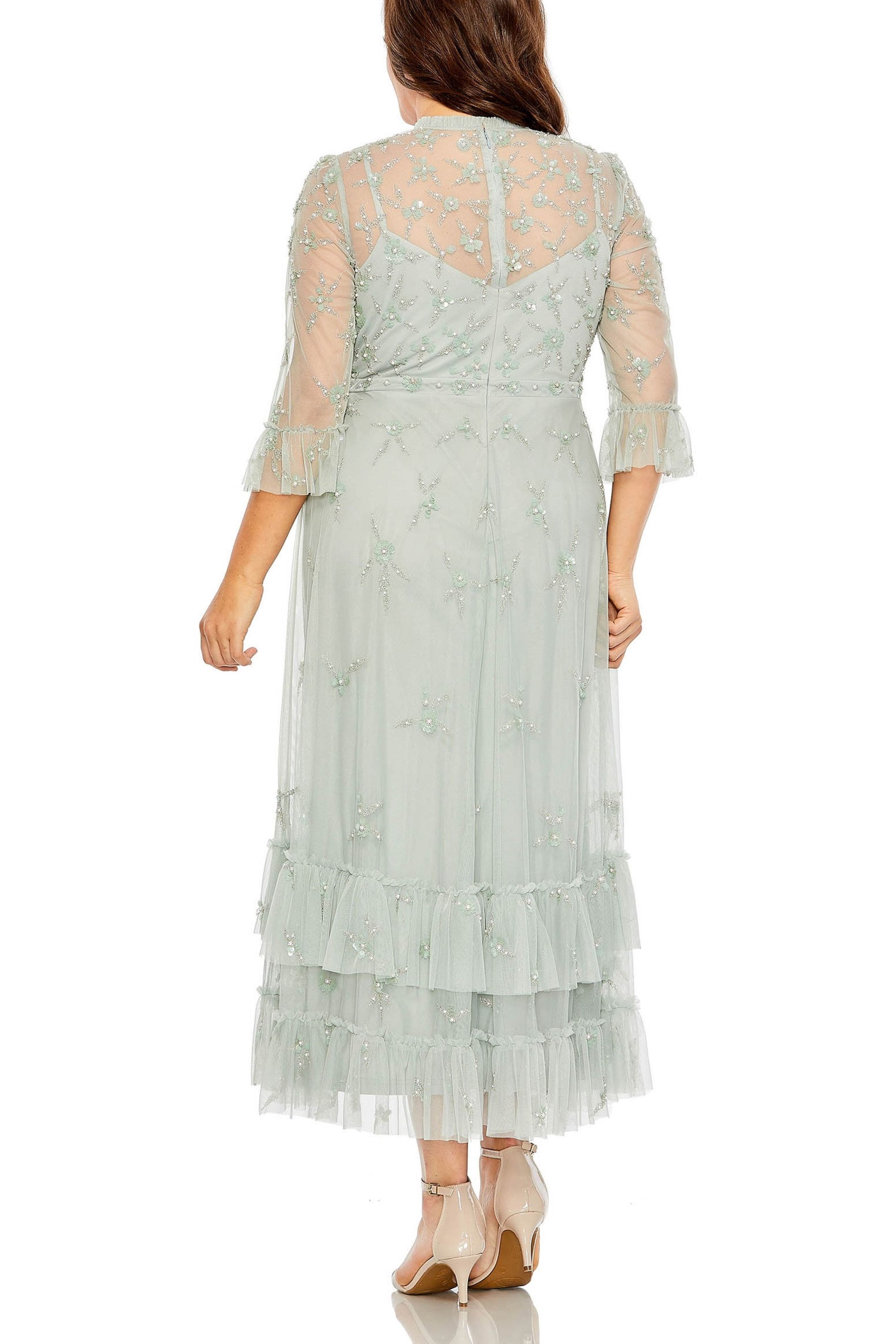 High Neck Embellished Flutter Half Length Sleeve - image 2