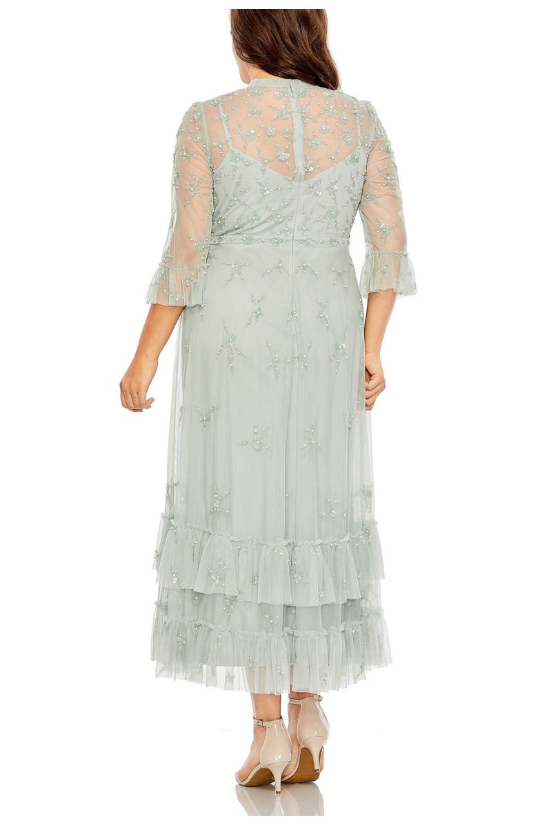 Mac Duggal High Neck Embellished Flutter Half Length Sleeve, Alternate, color, Sage