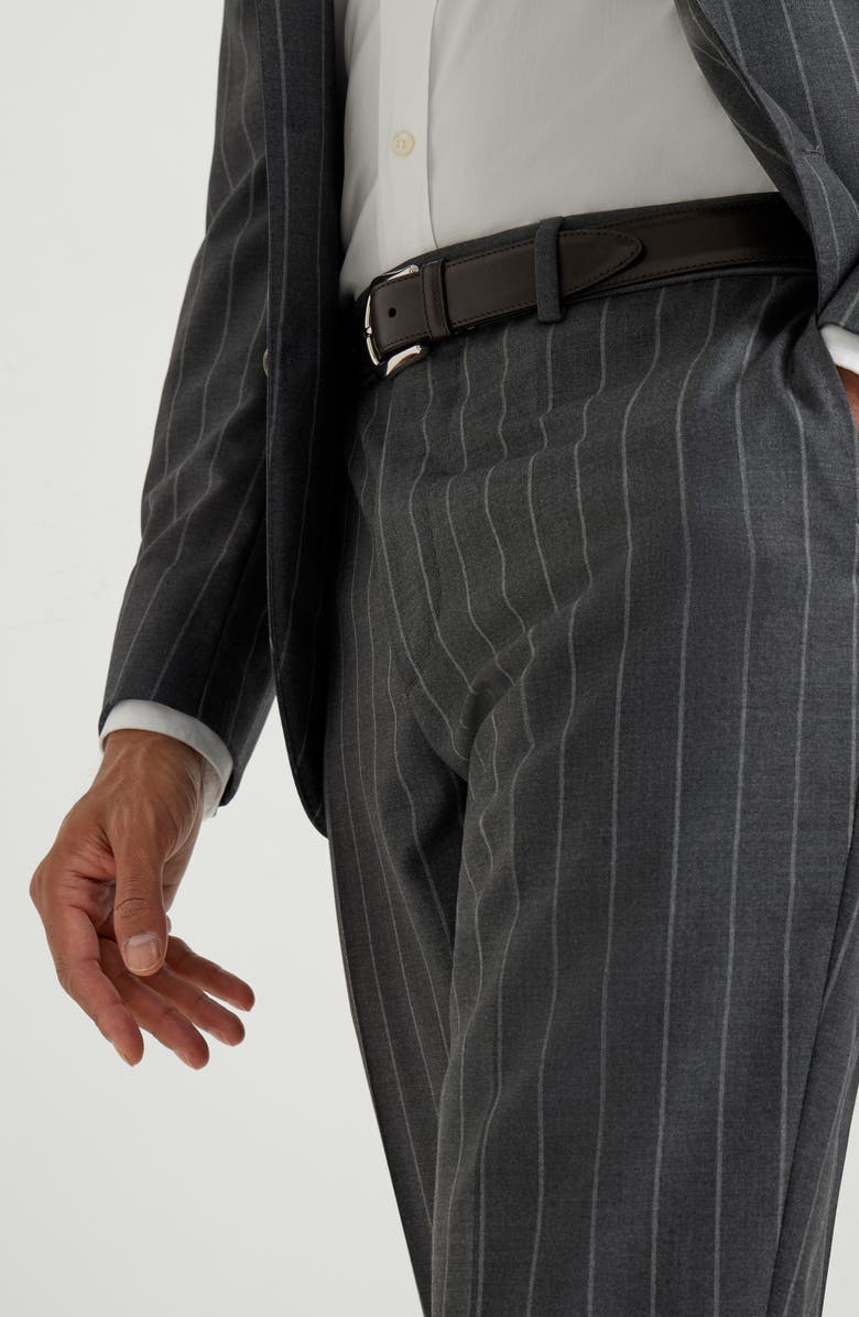 Brunello Cucinelli Wide chalk stripe trousers, Alternate, color, Grey