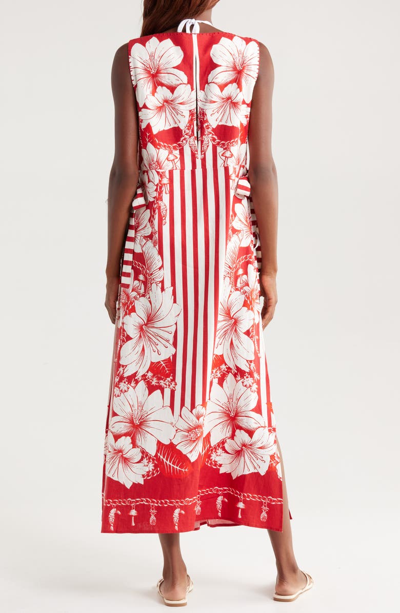 FARM Rio Floral Chains Print Cover-Up Maxi Dress, Alternate, color, Floral Chain Stripes