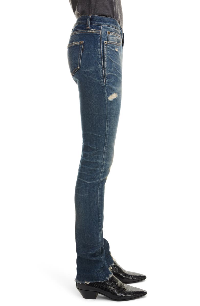 Saint Laurent Distressed Skinny Jeans, Alternate, color, 