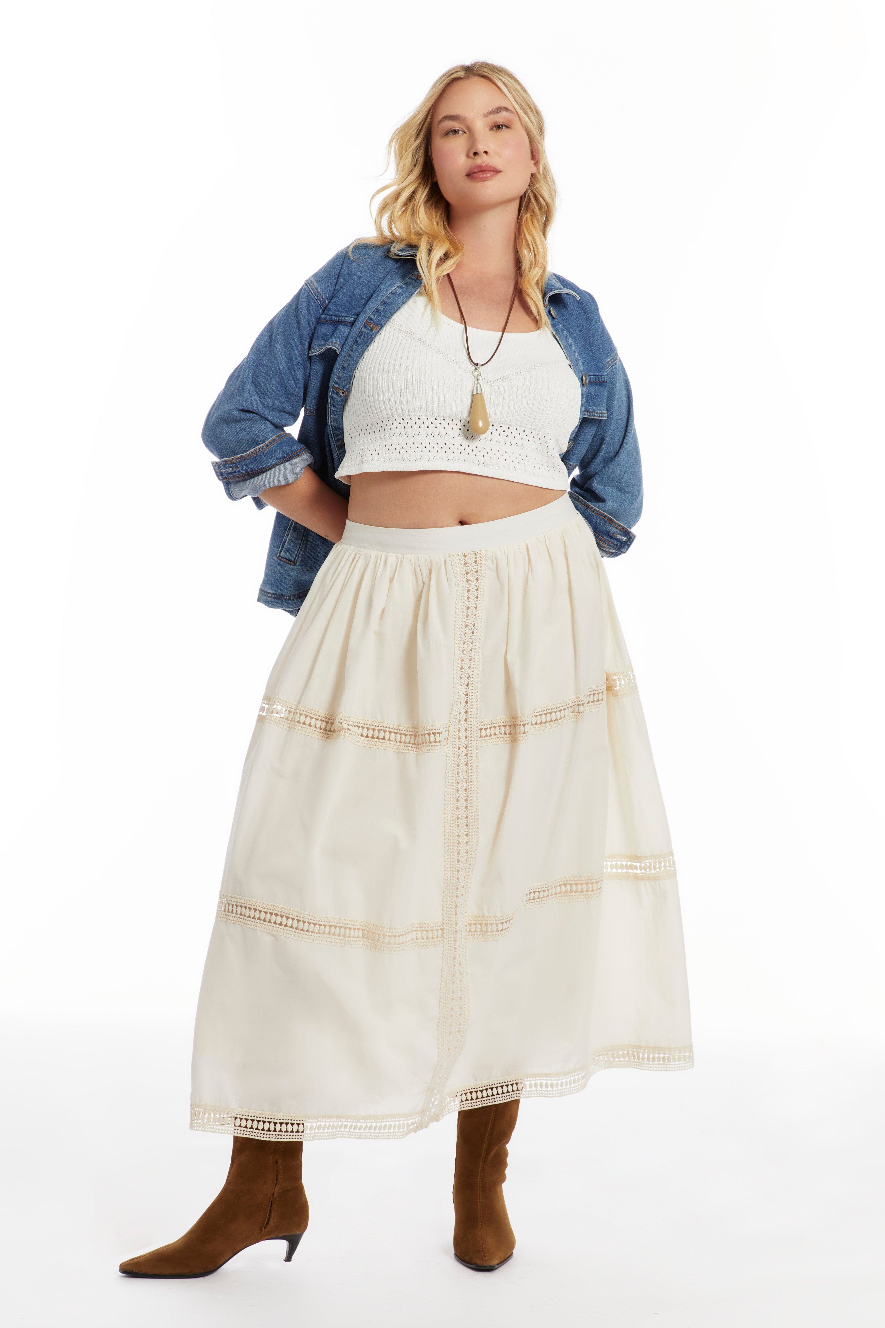Lace Insert Midi Skirt - image 2
