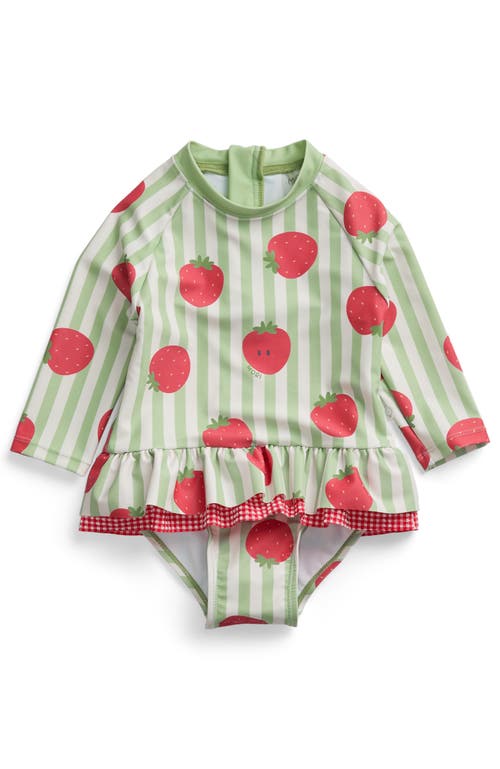 Mori Babies'  Frill Long Sleeve Swimsuit In Green