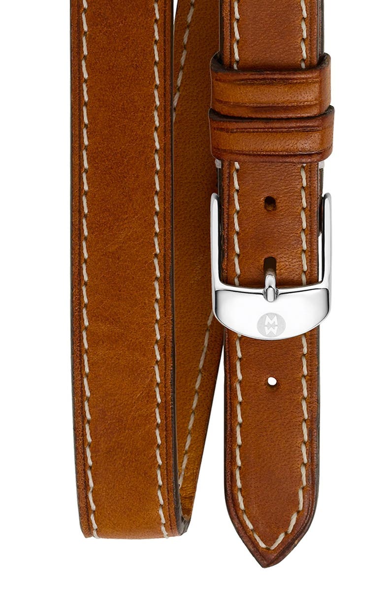 MICHELE 16mm Leather Double Wrap Watch Strap, Main, color,