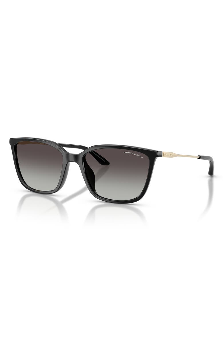 Armani Exchange 55mm Square Sunglasses, Alternate, color, Shiny Black / Grey Gradient