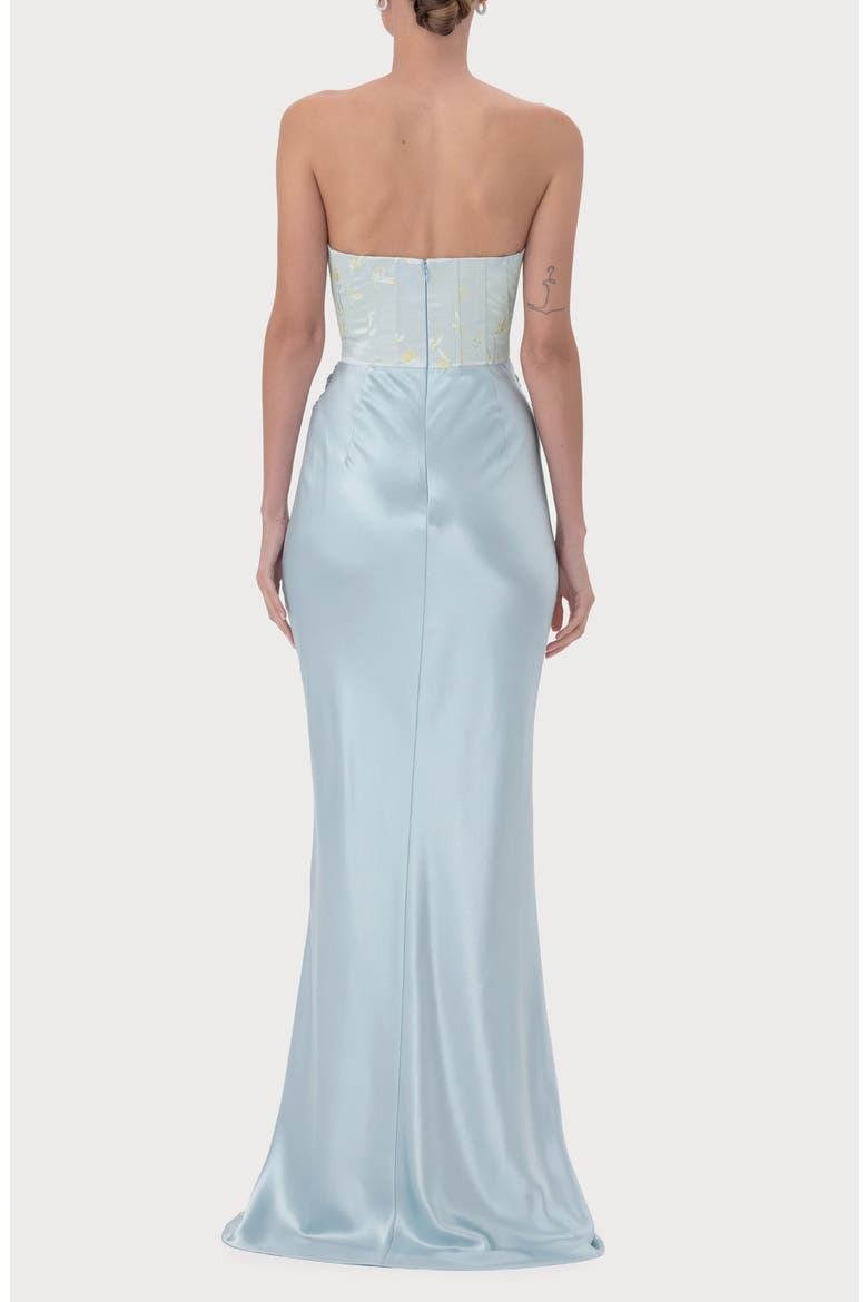 Sandrine Strapless Satin Gown, Alternate, color, PALE BLUE