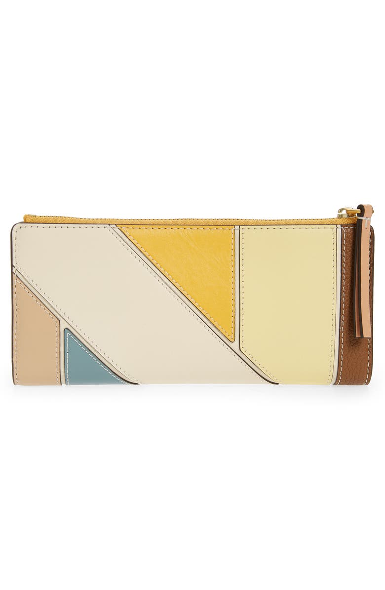 Tory Burch Robinson Patchwork Slim Top Zip Wallet, Alternate, color,