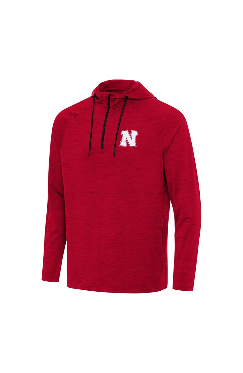ANTIGUA Men's Antigua Heather Red Nebraska Huskers Spikes Quarter-Zip Hoodie, Alternate, color, Heather Red