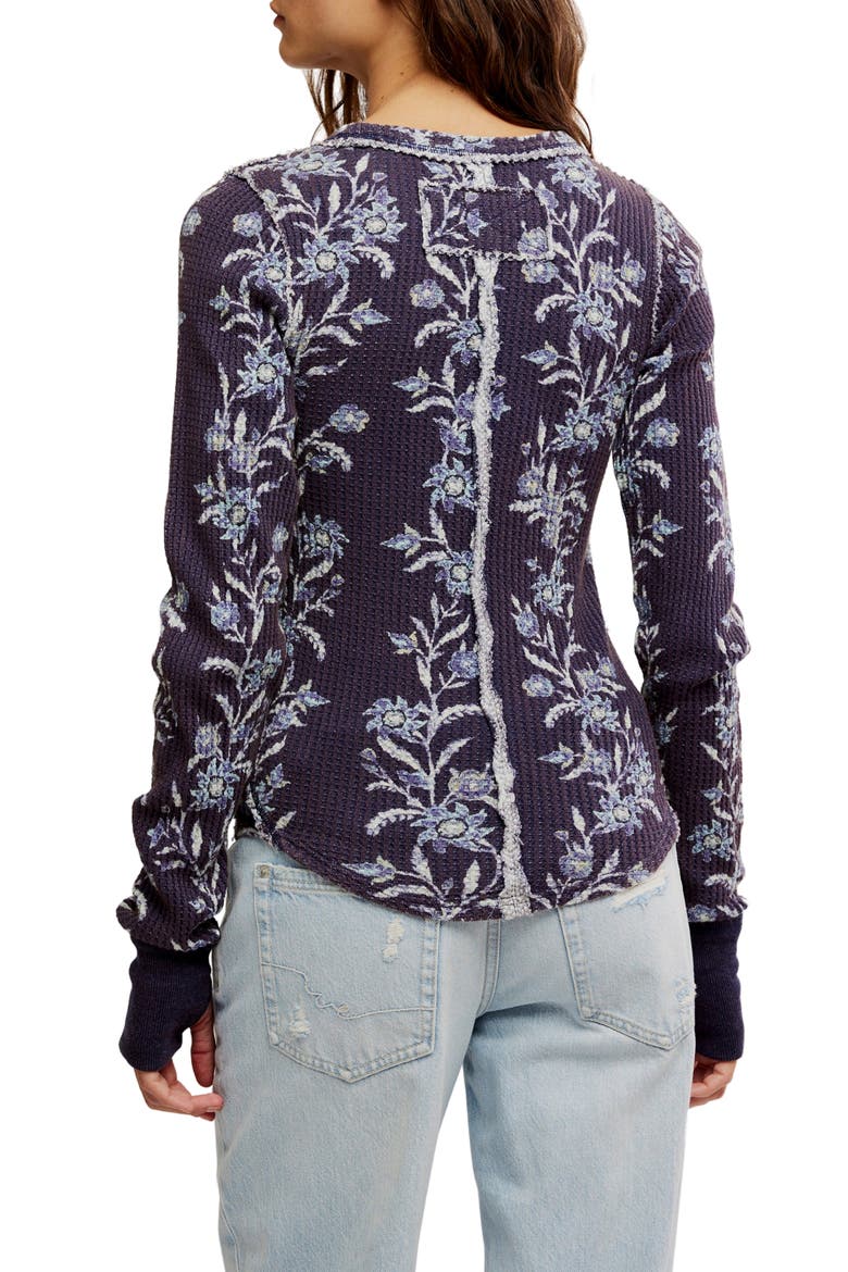 Pretty Little Thermal Stitch Top, Alternate, color, BLUE COMBO - FOLK VI