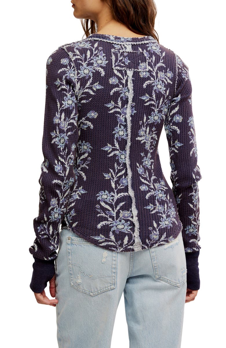 Free People Pretty Little Thermal Stitch Top, Alternate, color, Blue Combo - Folk Vi