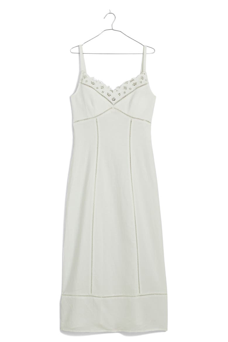 Sweetheart Neck Linen Blend Dress, Alternate, color, EYELET WHITE