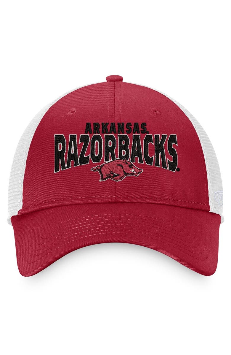TOP OF THE WORLD Men's Top of the World Cardinal Arkansas Razorbacks Breakout Trucker Snapback Hat, Alternate, color, Cardinal